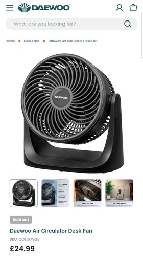 Daewoo portable desk fan - desk, air