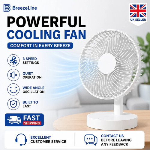 White oscillating table - white, fan
