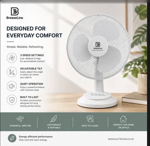 Breezeline desk fan white - desk,