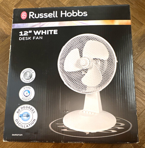 Russell hobbs 12in white desk - 12in,