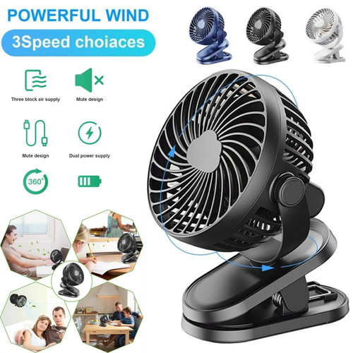 Portable clip fan - on, usb
