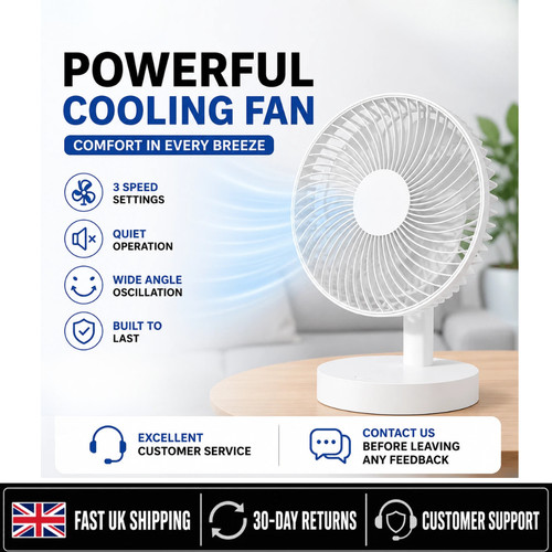 White oscillating table fan - oscillating,