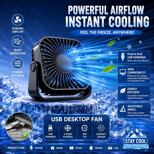 Usb desk fan speed - 3, quiet